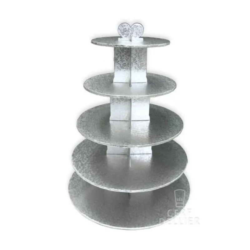 Grand Presentoir Cupcakes Argent Rond>Cerf Dellier Online