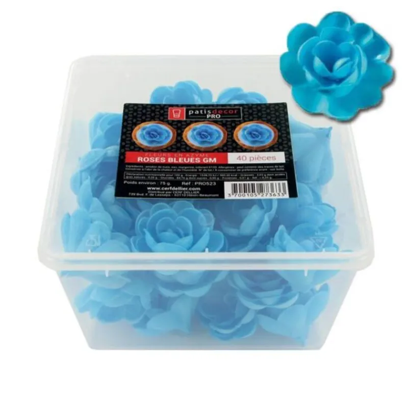 Grandes Roses Bleues En Azyme Patisdecor Pro (X40)>Cerf Dellier Best