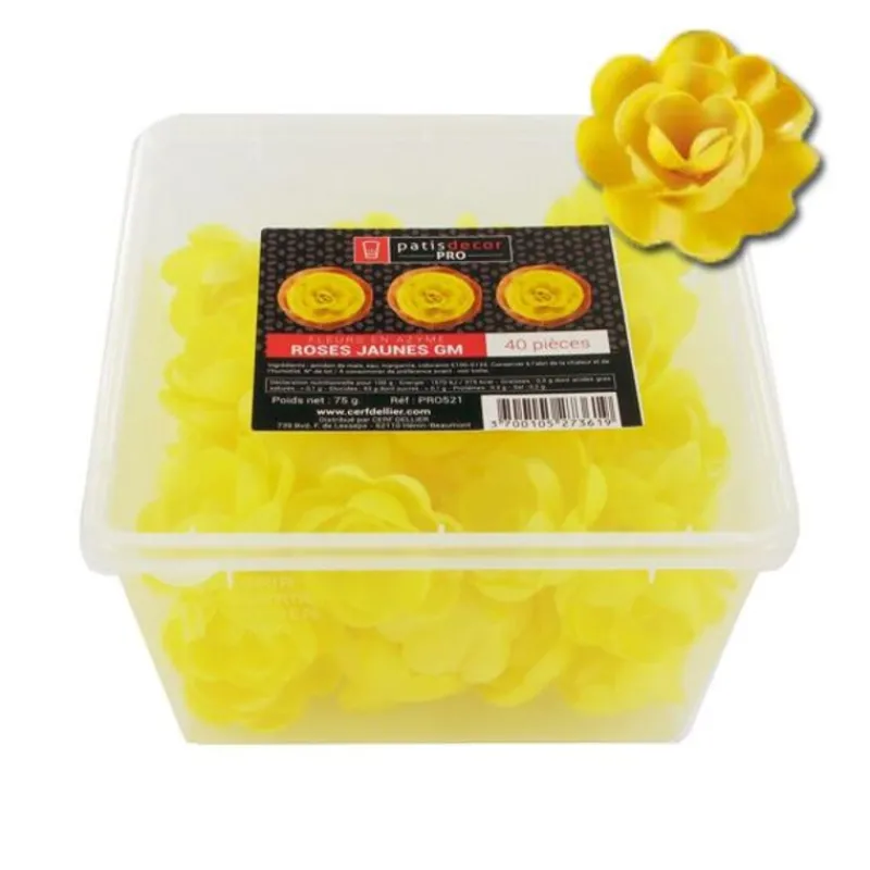 Grandes Roses Jaunes En Azyme Patisdecor Pro (X40)>Cerf Dellier Clearance