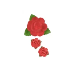 Grandes Roses Rose Carmin Avec Feuilles En Azyme (X24)>Cerf Dellier Discount