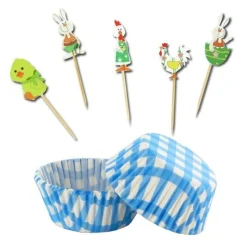 Kit Deco Cupcakes Pâques Vichy Bleu>Cerf Dellier Sale