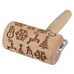 Cerf Dellier Rouleaux A Patisserie*Mini Rouleau Empreintes En Bois Theme Noël