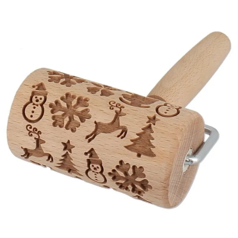 Cerf Dellier Rouleaux A Patisserie*Mini Rouleau Empreintes En Bois Theme Noël