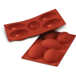 Cerf Dellier Gâteaux Individuels*Moule Silicone 5 Demi Oeufs 10 Cm