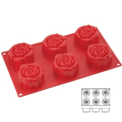 Cerf Dellier Gâteaux Individuels*Moule Silicone 6 Roses Fleuries