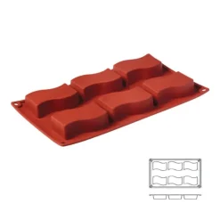 Cerf Dellier Gâteaux Individuels*Moule Silicone 6 Vagues Rectangulaires