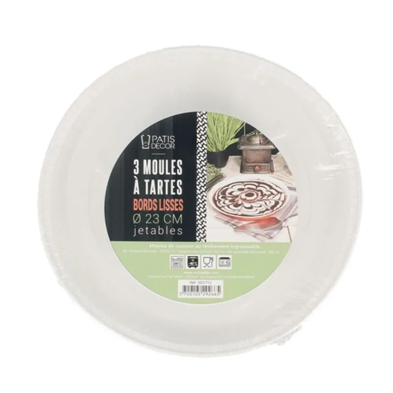 Cerf Dellier Moules Papier Et Carton*Moules À Tartes Jetables 23 Cm Patisdecor (X3)