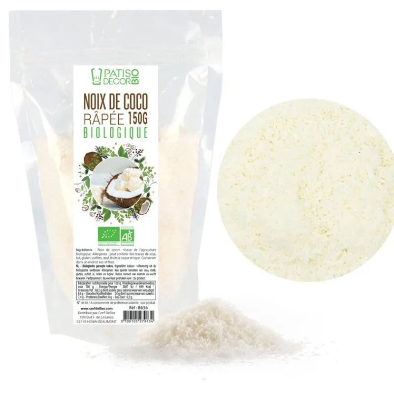 Cerf Dellier Fruits Secs Et Confits*Noix De Coco Rapee Bio 150 G - Ddm 08/23