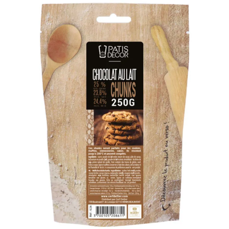 Cerf Dellier Chunks Et Pepites*Pepites Chunks Chocolat Au Lait Barry 250 G - Patisdecor