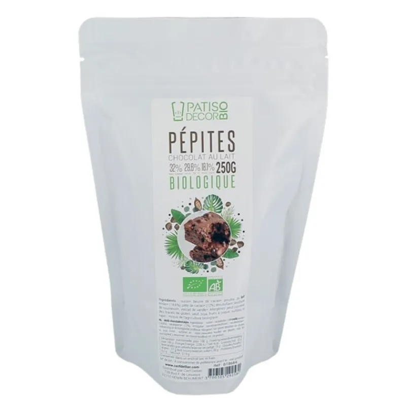 Cerf Dellier Chunks Et Pepites*Pepites De Chocolat Au Lait Bio 32 % 250 G Patisdecor - Ddm 08/23
