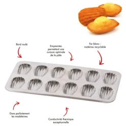 Cerf Dellier Moules À Madeleine*Plaque A 12 Madeleines En Fer Blanc Gobel