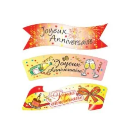 Plaquette Azyme Joyeux Anniversaire Assorties (X24)>Cerf Dellier New