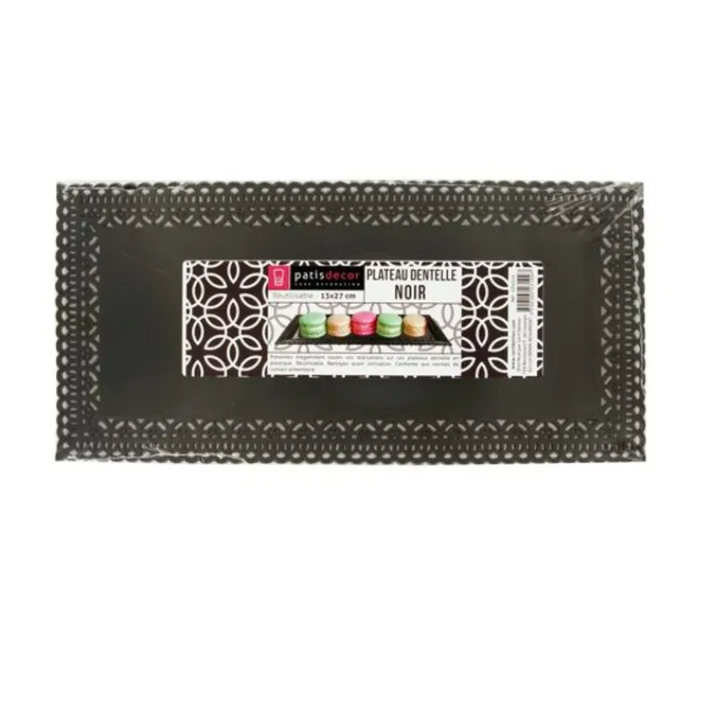 Plateau Dentelle Rectangulaire Noir Patisdecor>Cerf Dellier New