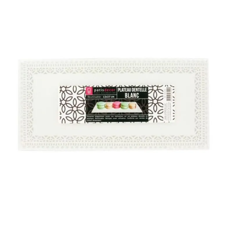 Plateau Dentelle Rectangulaire Blanc Patisdecor>Cerf Dellier Online