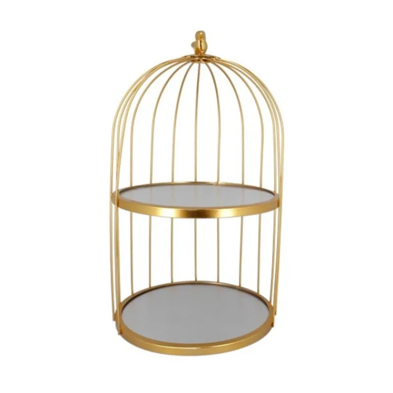 Presentoir Cage A Oiseaux Dore 2 Etages Patisdecor 25 Cm>Cerf Dellier Online