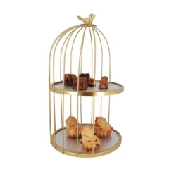 Presentoir Cage A Oiseaux Dore 2 Etages Patisdecor 25 Cm>Cerf Dellier Online