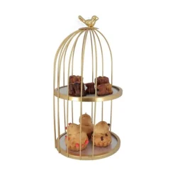 Presentoir Cage A Oiseaux Dore 2 Etages Patisdecor 20 Cm><noscript><img width=