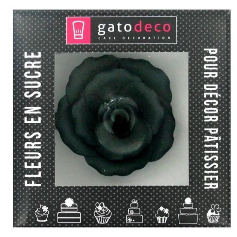 Rose Noire En Pastillage 9 Cm Patisdecor>Cerf Dellier