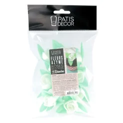 Roses Blanches Avec Feuilles Patisdecor X10>Cerf Dellier Clearance