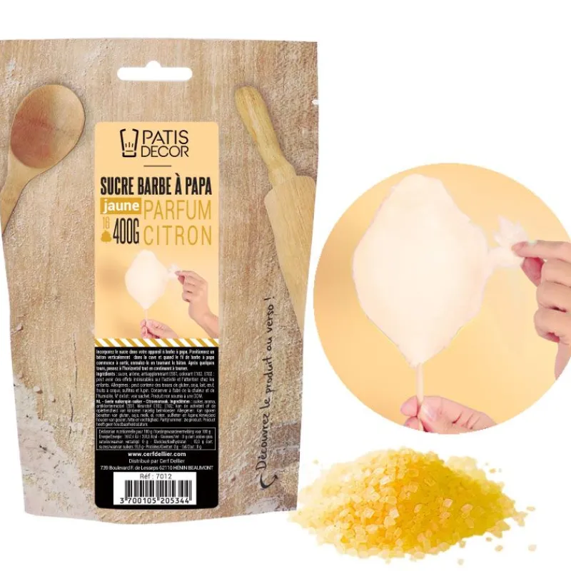 Cerf Dellier Sucre Pour Barbe À Papa*Sucre Barbe À Papa Citron Patisdecor 400G