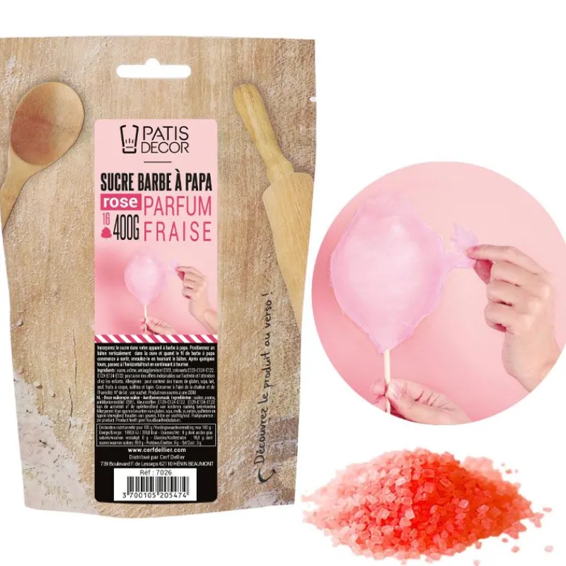 Cerf Dellier Sucre Pour Barbe À Papa*Sucre Barbe À Papa Fraise Patisdecor 400 G