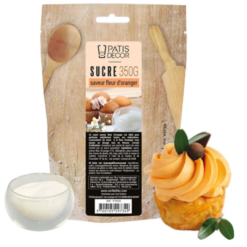 Cerf Dellier Sucre Aromatisé*Sucre Saveur Fleur D'Oranger Patisdecor 350 G