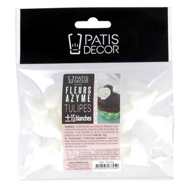 Tulipe Blanche En Azyme Patisdecor (X15)>Cerf Dellier New