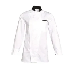 Veste Blanche Col Noir Manches Longues Alex>Cerf Dellier New